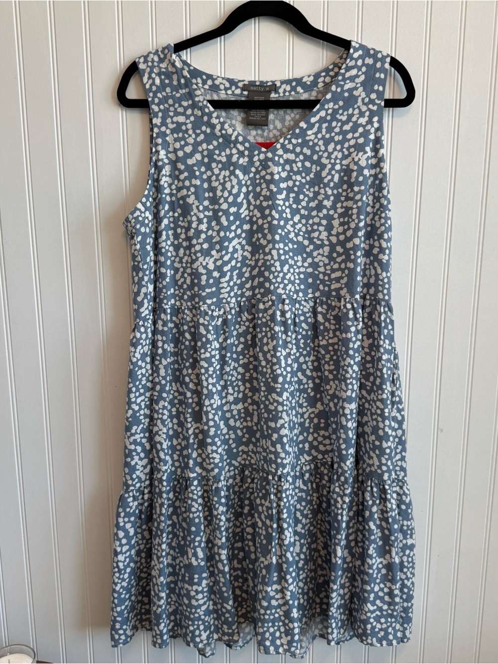 matty m Linen Blend Panel Tiered Peasant Dress Sz M Sleeveless Midi Cottagecore